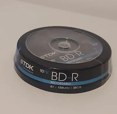 £14.99 • Buy TDK  25GB 1-6x Recordable BD-R - CD Cakebox 10 Pack-135 Min New Sealed