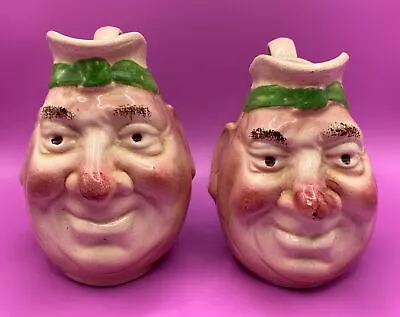 Pair Of Antique French Majolica Face Toby Character Jugs • £18