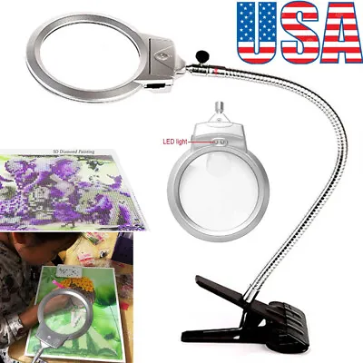 Flexible Adjustable LED Magnifying Glass Lamp With Bracket 5X Magnification US • $15.87