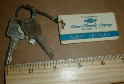 VTG 1970s Aaron Chevrolet Dealer Salisbury NC Keychain Keyring Camaro Vette Keys • $19.95