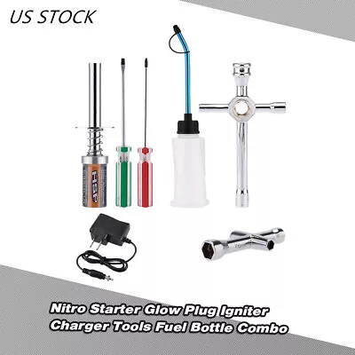 Nitro Starter Glow Plug Igniter Charger Tools Fuel Bottle Combo For RC Car R0H3 • $19.75