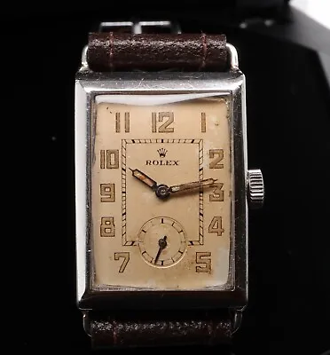 $4995 • Buy Vintage 1930s Rolex Art Deco Tank Cal 360 H.W. Manual Wind Steel Wrist Watch 