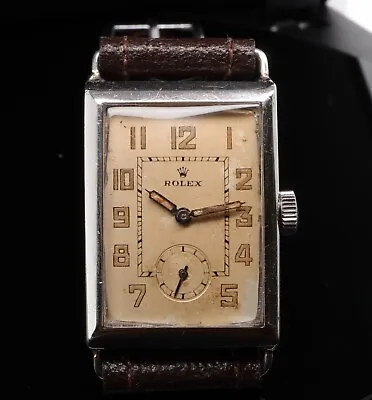 Vintage 1930s Rolex Art Deco Tank Cal 360 H.W. Manual Wind Steel Wrist Watch  • $4995