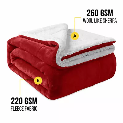 Reversible Sherpa Fleece Blanket Ultra Soft Twin Full Queen Size Sofa Bed Throws • $17.99