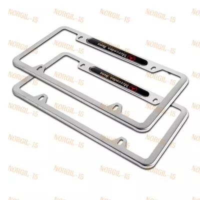 2pcs MERCEDES-BENZ 2018 2019 Black Silver METAL License Plate Frame Stainless • $23.75