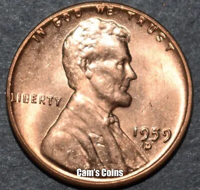 1959 D Lincoln Memorial Penny Brilliant Uncirculated (BU)  • $2.59