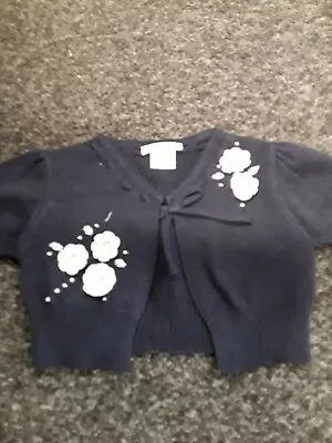 £8.50 • Buy Sale New Sarah Louise Girls Navy/white Short Sleeve Cardigan  Size 12 Months