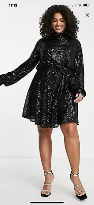 $40 • Buy ASOS Curve Black Sequin Dress Size 24
