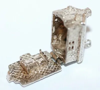 Vintage Sterling Silver English Cottage Inn Opening To Bed Bracelet Charm 7.6g • $29.99