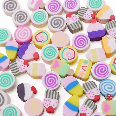 £3.60 • Buy 30 Cupcake  Sweetie Lolly Pop Polymer Clay Beads - Jewellery Making Craft Beads