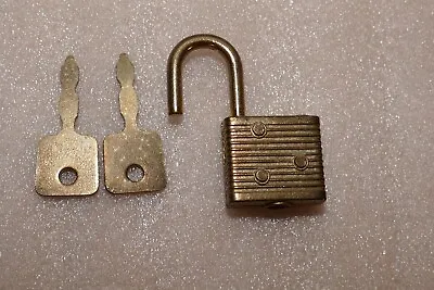Vintage Miniature Brass Lock Padlock W/2 Keys 11/16 X 1.25 Inch WORKS • $17.23