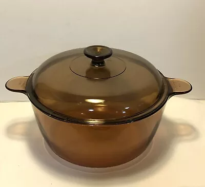 Corning Ware Visions 4.5L 5Qt Dutch Oven Amber Stock Pot W/ Lid • $38