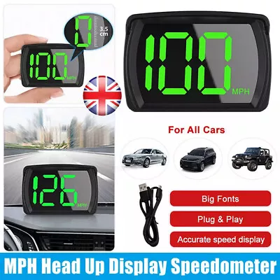 Car Digital GPS Speedo Speed MPH HUD Head Up Display Speedometer Universal UK • £11.59