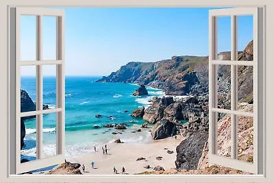 Cornish Scenery Coast Through Window View Seascape Canvas Print Wall Art Picture • £7.99