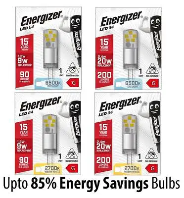 Energizer LED G4 Bulbs Capsules 2.4W=20W 1.2W=9W WATT - Warm White / Daylight • £24.99