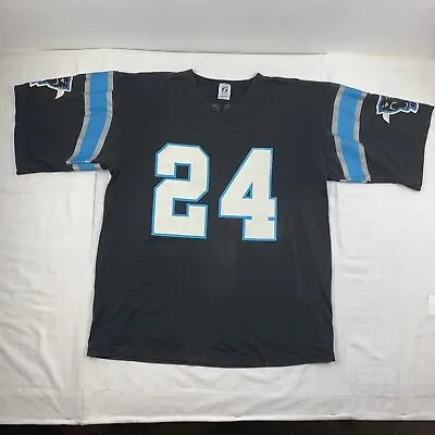 Vintage Carolina Panthers Davis Jersey T Shirt Adult Large Black Logo 7 NFL 90s • $10.50