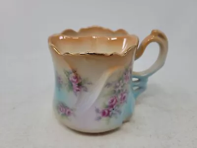 Vintage Mustache Cup Shaving Mug BRANDENBURG Porcelain Pink Roses Flowers RARE  • $24.99
