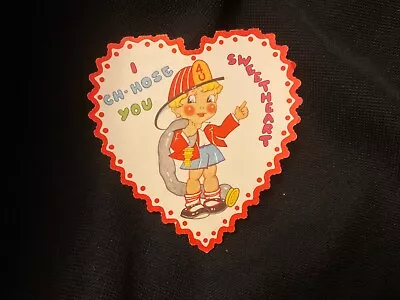 Vintage Fireman & Hose Valentine Card C. 1940s • $15.99