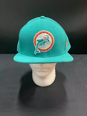 Miami Dolphins Throwback Logo Solid Aqua With Orange Brim Under Fitted Hat • $24.99