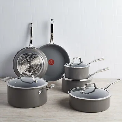 T-Fal Excellence Reserve 10-Piece Ceramic Non-Stick Cookware Set Aluminum Gray • $189.27