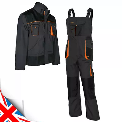 £21.35 • Buy WORK TROUSERS Bib & Brace Overalls Heavy Duty Dungarees KNEE PADS And JACKET Opt
