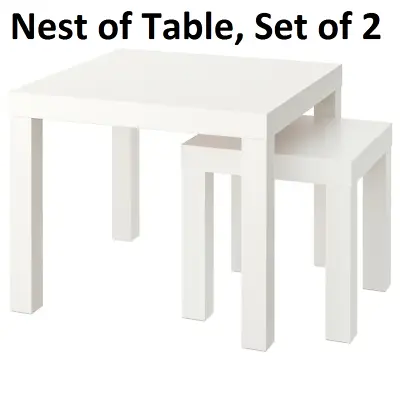 Nest Of Tables Set Of 2 Bed Side Sofa End Table Bedroom Coffee Home Office White • £39.31