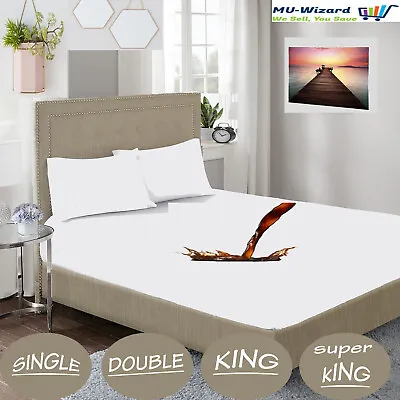 £3.59 • Buy Quilted Mattress Protector Fitted Cover Single Double King SuperKing Luxury Deep