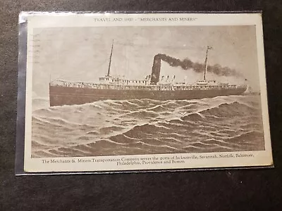 Steamer SS ONTARIO Merchants & Miners Line Naval Cover 1921 Postcard SUNK WWII • $9.99