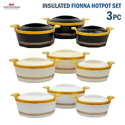 £17.99 • Buy 3PC Fionna Insulated Hot Pot Casserole Set Serving Dish Thermal Food Warmer Pot