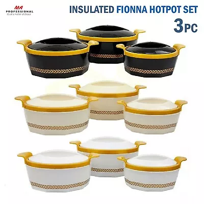 3PC Fionna Insulated Hot Pot Casserole Set Serving Dish Thermal Food Warmer Pot • £17.99