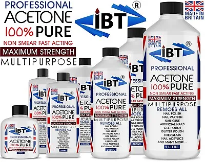£8.99 • Buy 100% Pure Acetone Superior Quality Nail Polish Remover UV/LED GEL Soak Off UK