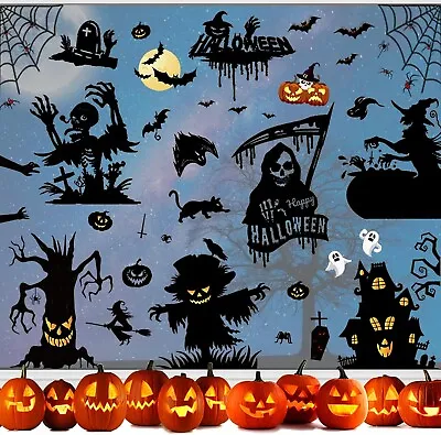 Halloween Window Clings Stickers Halloween Window Decorations 6 Sheets Double • £7.19