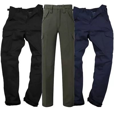 Mens Combat Cargo Work Trousers Multi Pocket Heavy Duty Walking Pants • £21.95