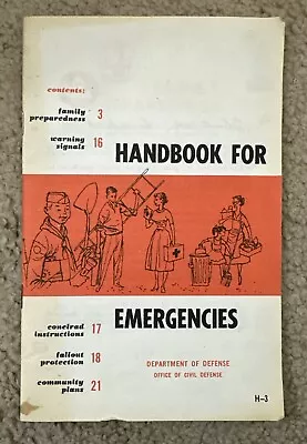 Vintage 1961 Civil Defense Booklet  Handbook For Emergencies  Fallout Protection • $8.55