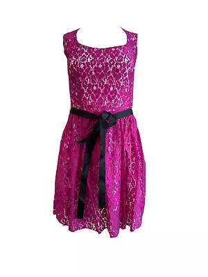 VON VONNI Women's Magenta Florence Flower Applique A-Line Dress $120 NEW • $13.19