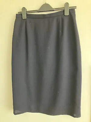 £2.49 • Buy Jaeger Leightweight Wool Navy Blue Knew Length Pencil Skirt Size14