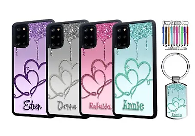 PERSONALISED Glitter Butterfly Print Silicone Phone Case Samsung S23 + Keyring • $15.39