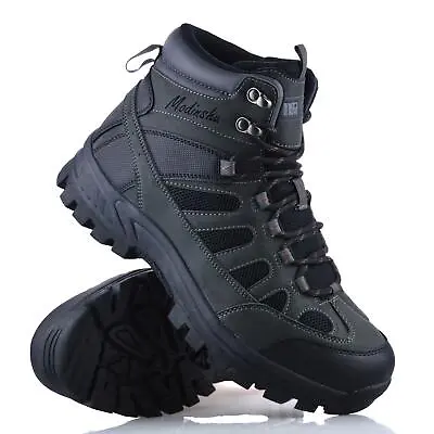 Mens Walking Hiking Casual Memory Foam Lace Up Ankle Boots Trainers Shoes Size • £24.98
