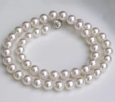 Huge AAAAA 9-10mm Natural South Sea Genuine White Round Pearl Necklace • $69