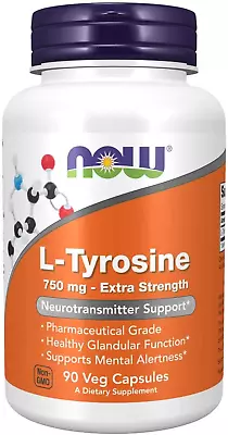 NOW Supplements L-Tyrosine 750 Mg Supports Mental Alertness* Neurotransmitter • $18.04