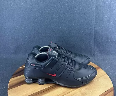 Rare 2015 Nike Shox NZ Black Varsity Red Leather Sneakers Shoes Mens 12 • $91