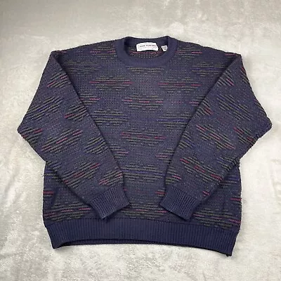 Vintage 80s John Ashford Preppy Sweater Mens XL Multicolor Wool Blend Italy Golf • $27.99