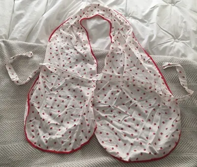 Strawberry Apron Retro Vintage Scarf Halter Style White And Red Trim Pockets • $21.66