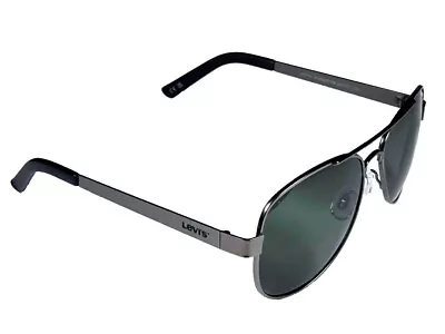 LEVI'S  Aviator Style Sunglasses Silver W/Black Frame Green Gradient Lens *New* • $79.99