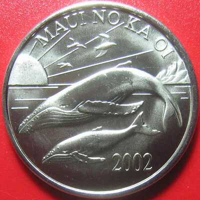 2002 HAWAII MAUI $1 TRADE DOLLAR HUMPBACK WHALES BIRDS RISING SUN (no Silver) • $17