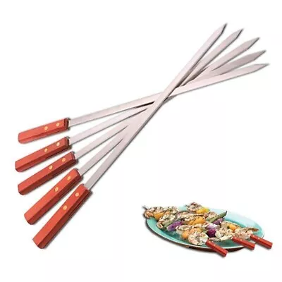 4 X Barbecue Skewers Flat Kebab Shish BBQ Heavy Duty Strong Grill 60cm Long UK • £10.25