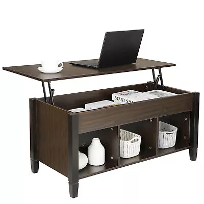 Lift Top Compartment Shelf Tabletop Table Coffee Table With Hidden Storage • $74.58