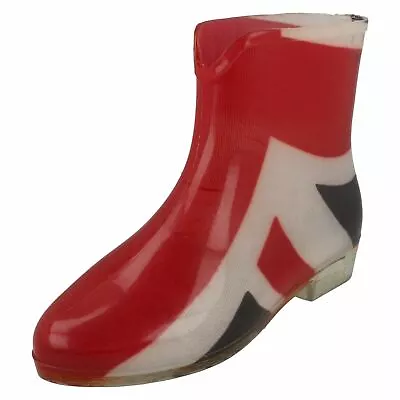 Ladies Coronation Union Jack Flag  Ankle Wellies Wellington Boots X1195 • £9.99