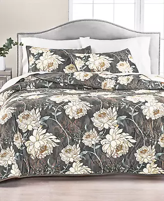 Martha Stewart Collection Eloise Floral FULL / QUEEN Quilt Charcoal • $62.95