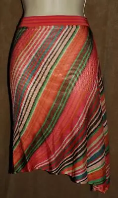 Missoni ~ Colorful - Striped Design - Woven Knit Angled Skirt Sz 6 *ITALY! • $37.99